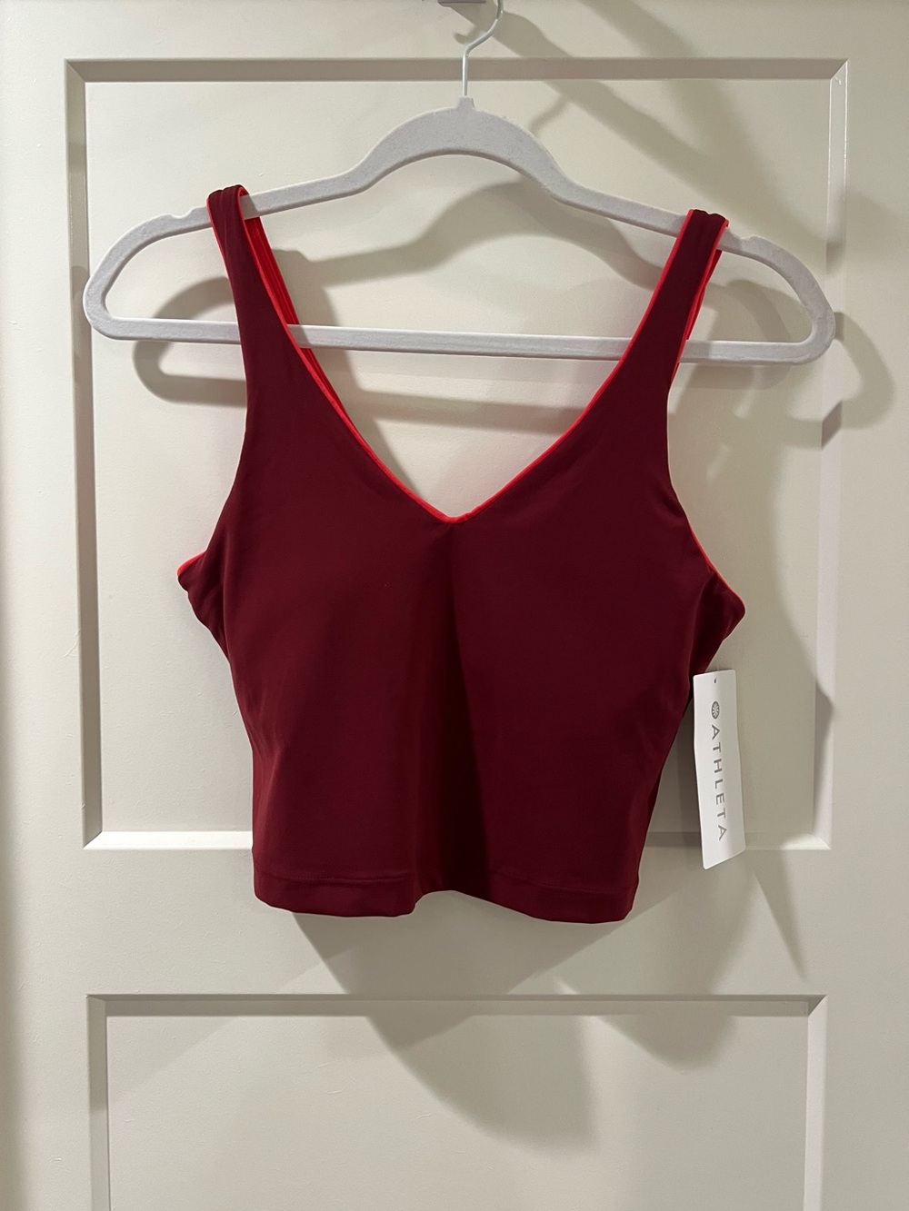 Athleta V-Neck Transcend Tipped Crop Bra NWT